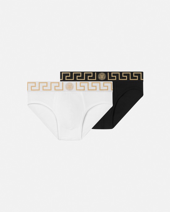 Versace Greca Border Briefs 2-Pack Black+White 1