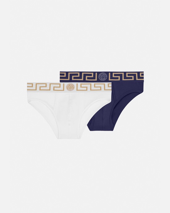 Versace Greca Border Briefs 2-Pack White+Blue 1