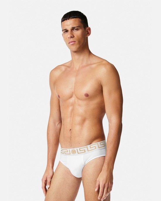 Versace Greca Border Briefs 2-Pack White+Blue 2