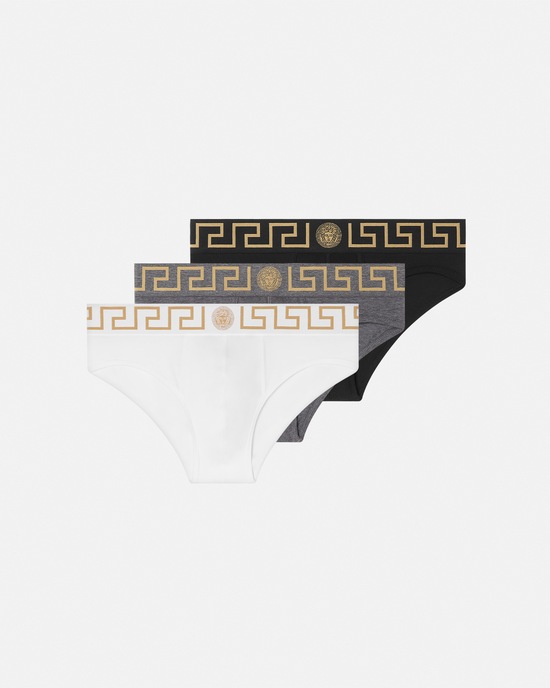 Versace Greca Border Briefs 3-Pack Black+White+Gray 1