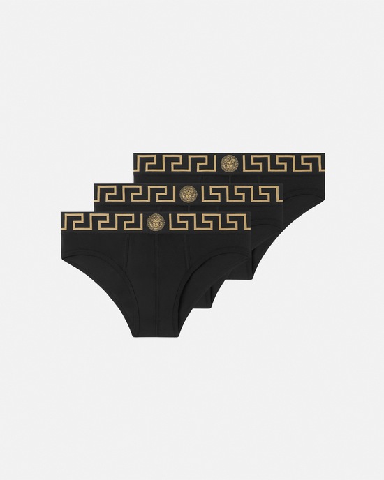 Versace Greca Border Briefs 3-Pack Black 1
