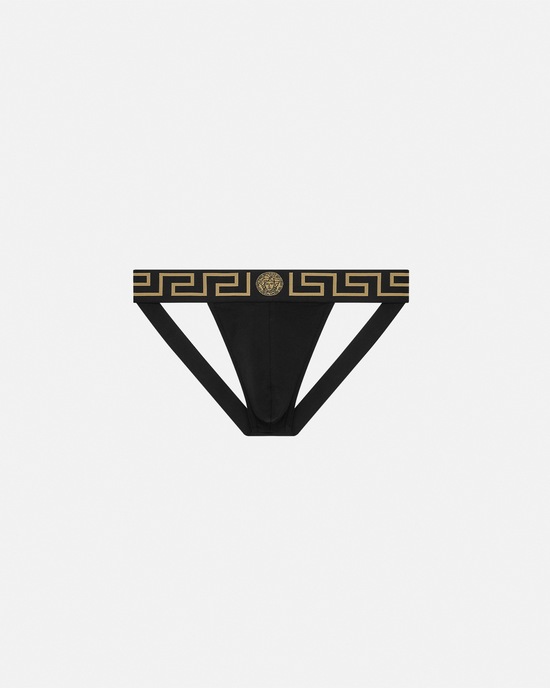 Versace Greca Border Jockstrap Black 1