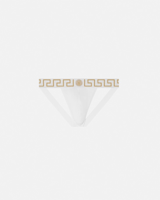 Versace Greca Border Jockstrap White 1