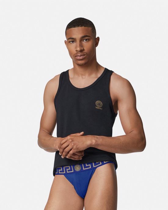 Versace Greca Border Jockstrap Blue 2