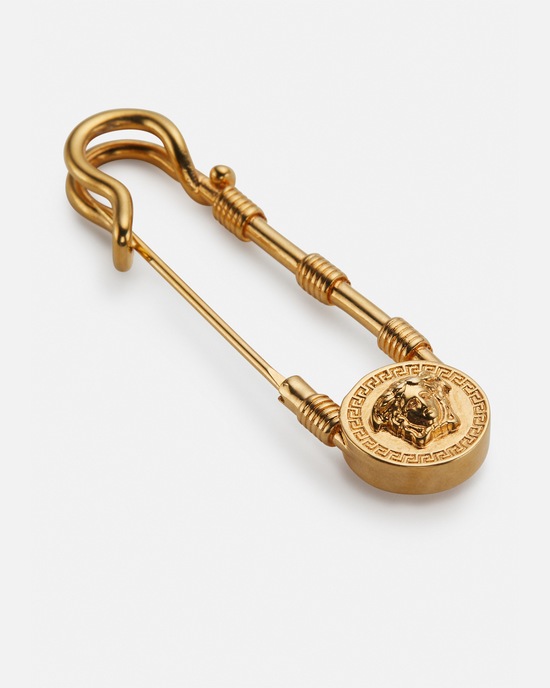 Versace Safety Pin Brooch Gold 2
