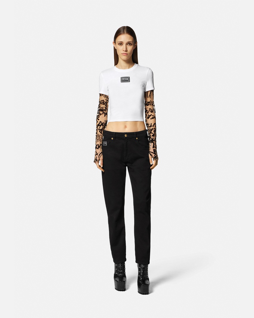 Versace Jeans Couture Logo Embroidered Jeans Black 2