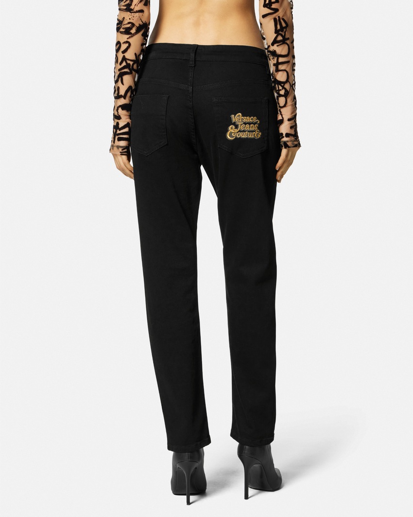 Versace Jeans Couture Logo Embroidered Jeans Black 4