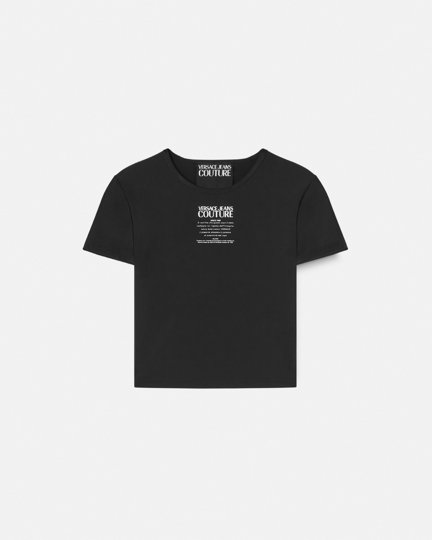 Versace Jeans Couture Warranty Logo Crop T-Shirt Black+Print 1