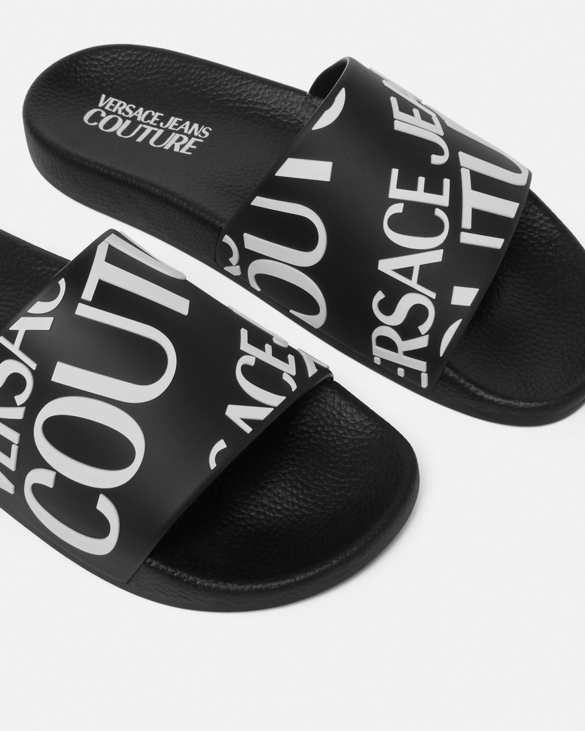 Versace Jeans Couture Logo Slides Black+Print 2