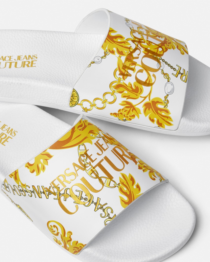 Versace Jeans Couture Shelly Chain Couture Sliders White+Print 2