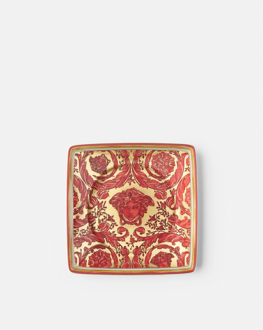 Versace Home Medusa Garland Square Plate 11,5 cm Red+Gold 1