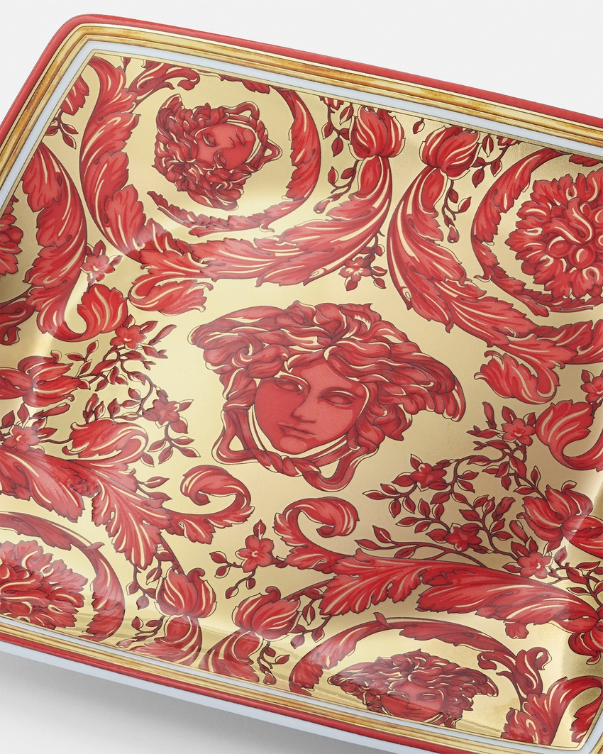 Versace Home Medusa Garland Square Plate 11,5 cm Red+Gold 2