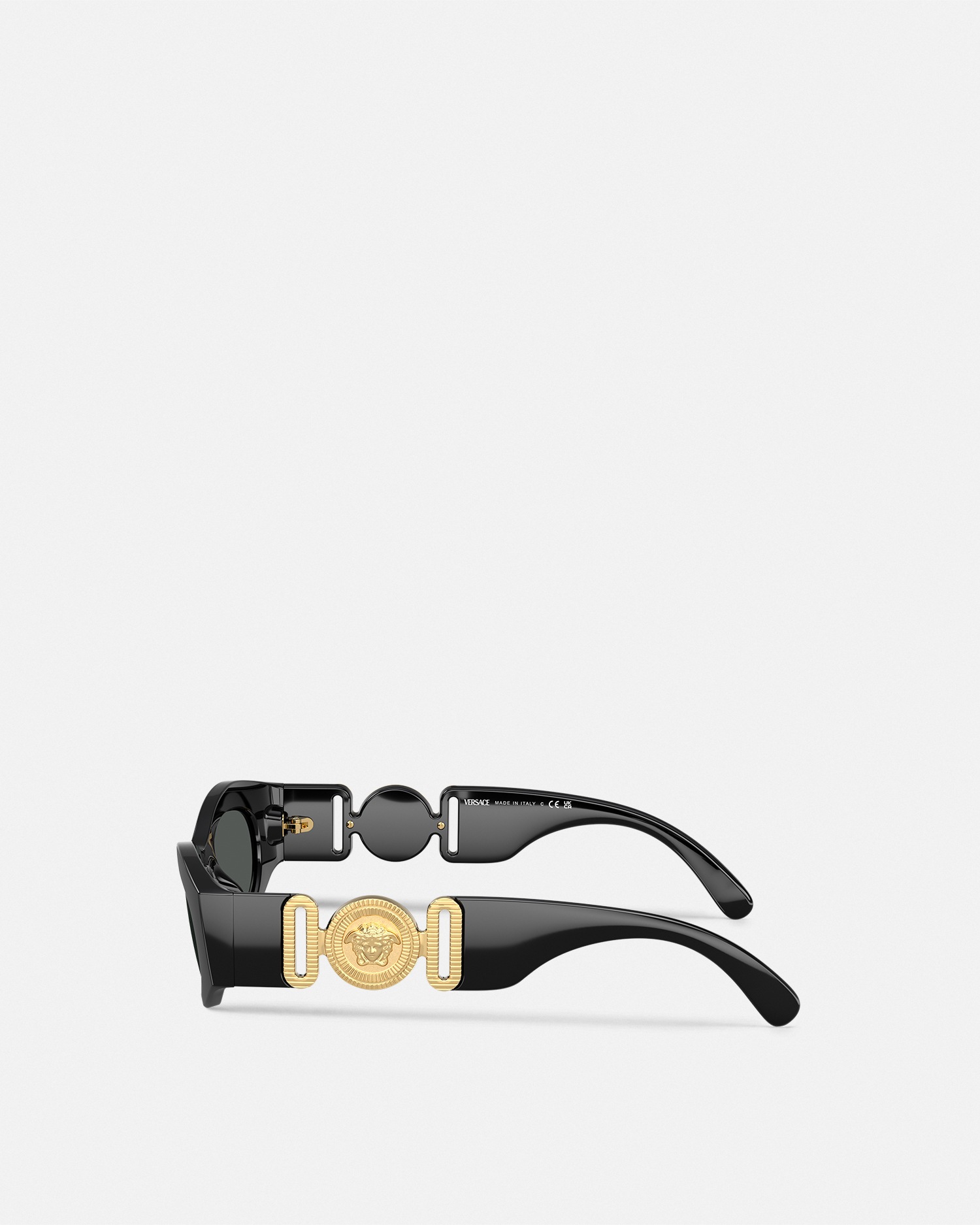Medusa Biggie Cat-Eye Sunglasses Black+Gold 3