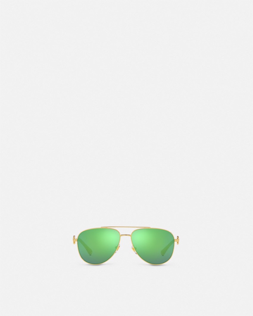 Versace Medusa Kids Aviator Sunglasses Green+Gold 2
