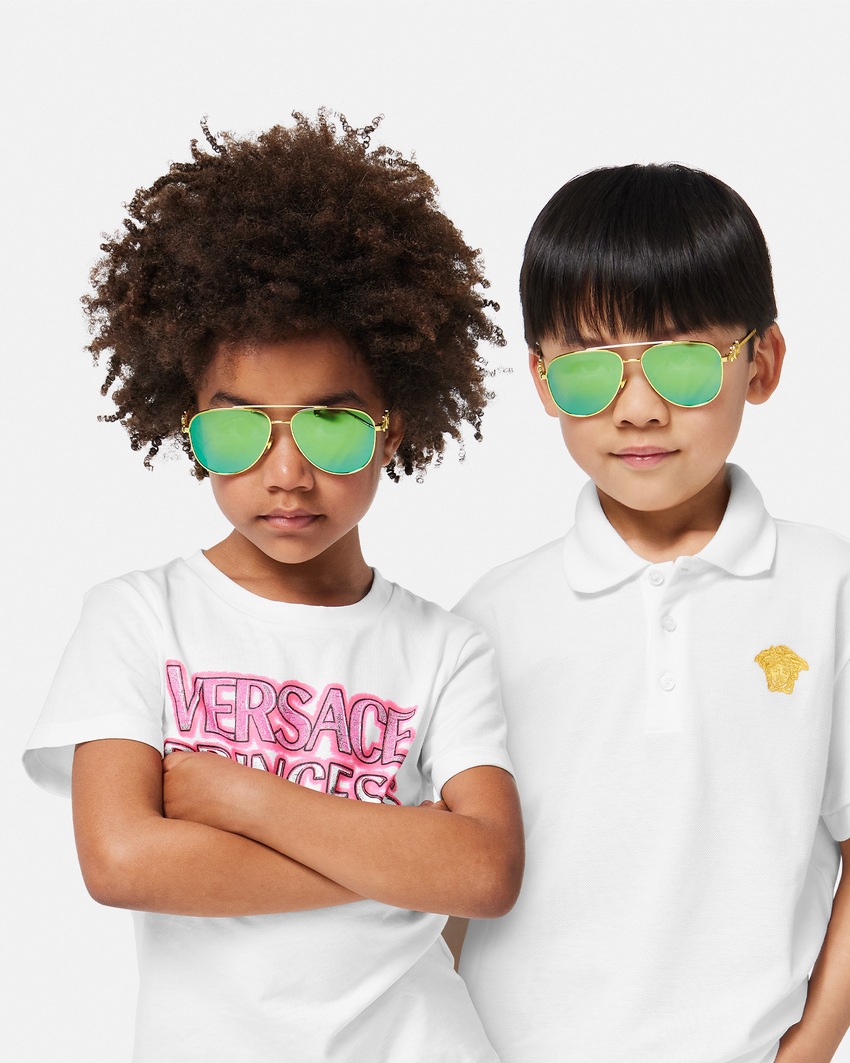 Versace Medusa Kids Aviator Sunglasses Green+Gold 3