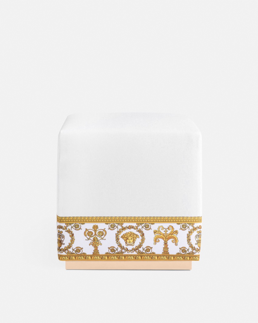 I ♡ Baroque Carr&eacute; Ottoman White+Print 1