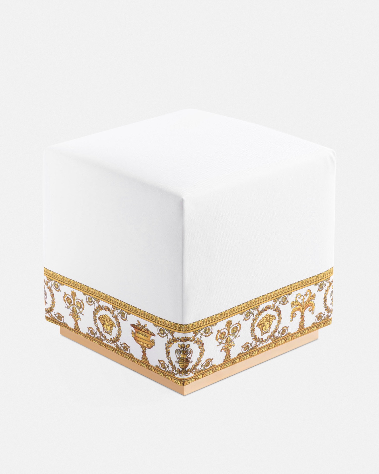 I ♡ Baroque Carr&eacute; Ottoman White+Print 3